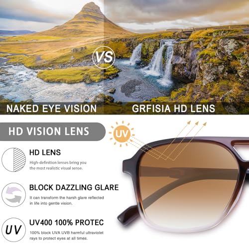Image of GRFISIA Retro Aviator Sunglasses for Women Men Trendy Rectangle Womens Mens Sun Glasses Shades for Driving Vacation UV400