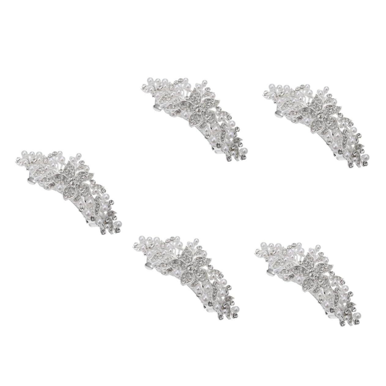 FRCOLOR 5pezzi Fermaglio Per Con Perle e Strass Accessorio Chic Per Donne Clip Elegante Per Cerimonie e Matrimoni Per Feste e Occasioni Speciali