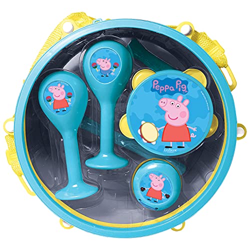 Lexibook, Peppa Pig, Set met 7 muziekinstrumenten (Drum, Maracas, Castagnet, Harmonica, Blokfluit, Trompet, Tamboerijn), Muzikaal speelgoed, Handig mee te nemen spel, Blauw/Geel, K360PP - Image 5