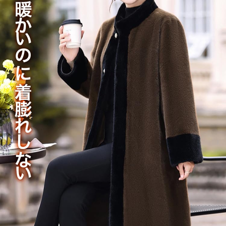 Arklove] ミンクファーロングコート 女性ミンク毛コート エコミンク