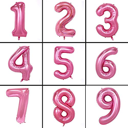 Image of AMFIN 15 Inch 8 Number Foil Balloons for 8th Birthday Baby Girl Party Decorations Balloon, Wedding Anniversary Decoration Items - Pink
