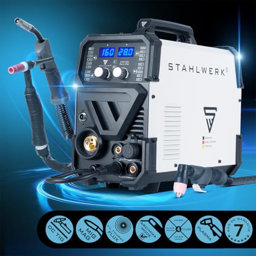 STAHLWERK Poste à souder combiné 6-en-1 CTM-416 Puls Pro – CUT, TIG, MIG/MAG, PULSE, MMA (ARC), FLUX jusqu'à 160 A, découpeur plasma jusqu'à 40 A, amorçage HF, fonction Pulse, dévidage de fil, LED – vue 3