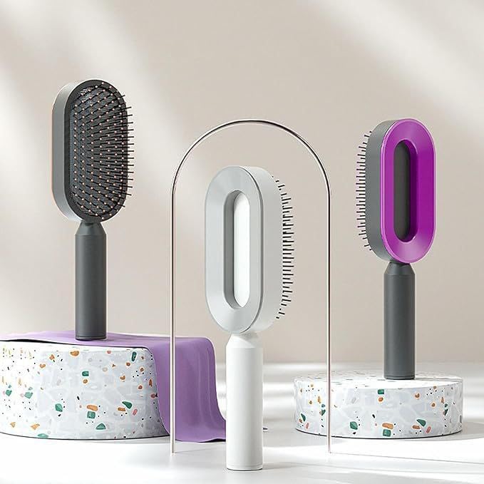 MVM Enterprise Self Cleaning Hair Brush - New 3D Air Cushion Massager Brushes Airbag Massage Comb Brush Detangler Detangling Anti Static Hairbrush Cleaner for Men and Women