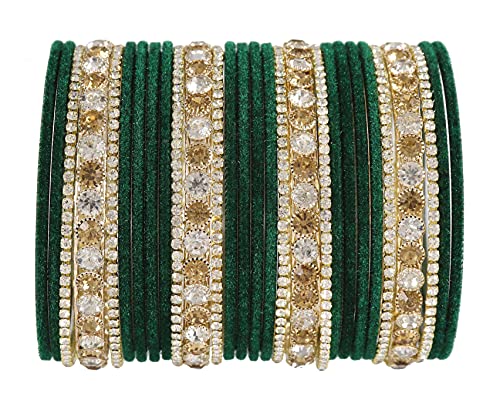 Image of NMII Non Precious Metal, Velvet and Zircon Gemstone Bangle set for Women /Girls