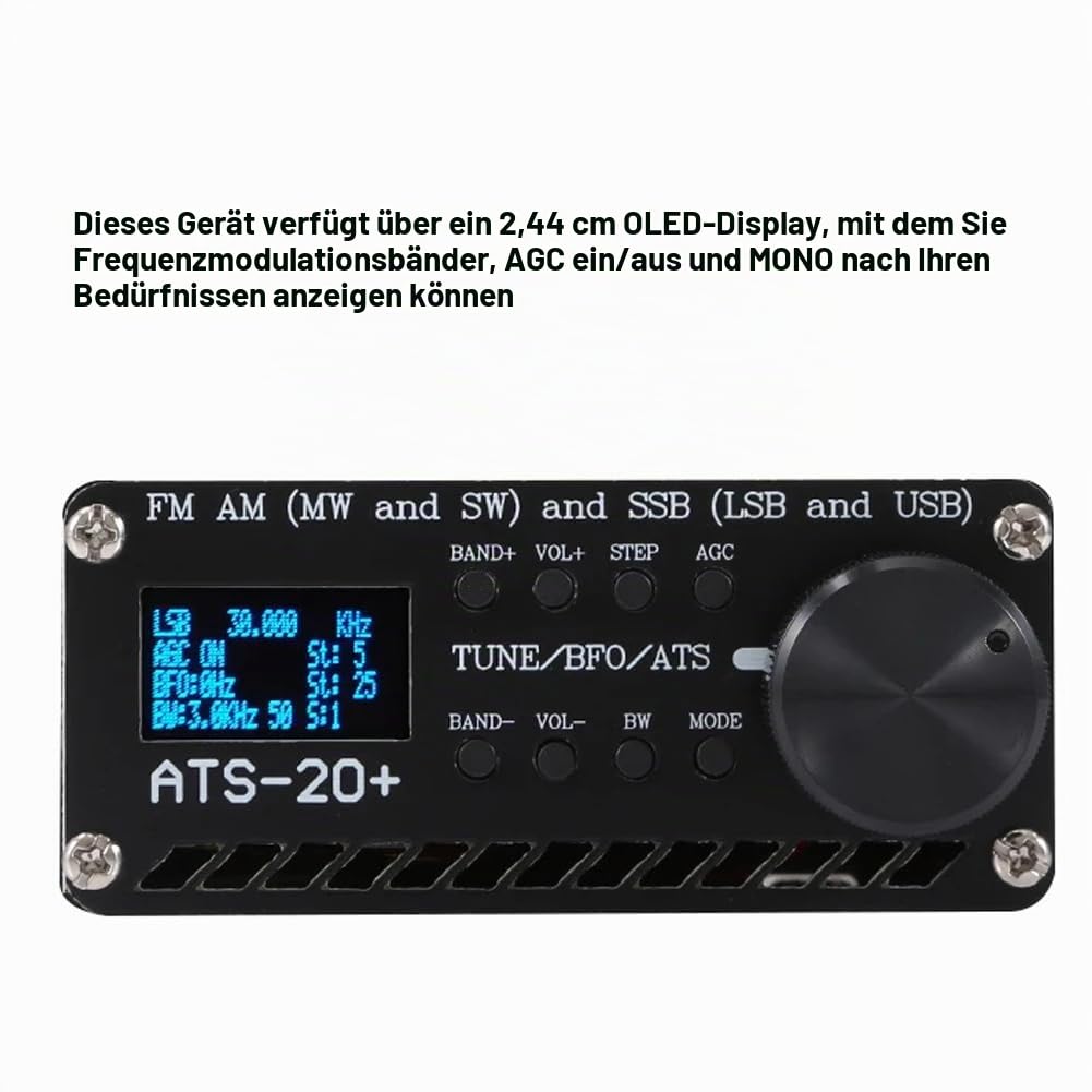 Irfora ATS-20+ SI4735 Vollwellenband-Radioempfänger Frequenzmodulation AM (MW & SW) SSB (LSB & USB) Abdeckung kommerzieller Amateurfunkbänder