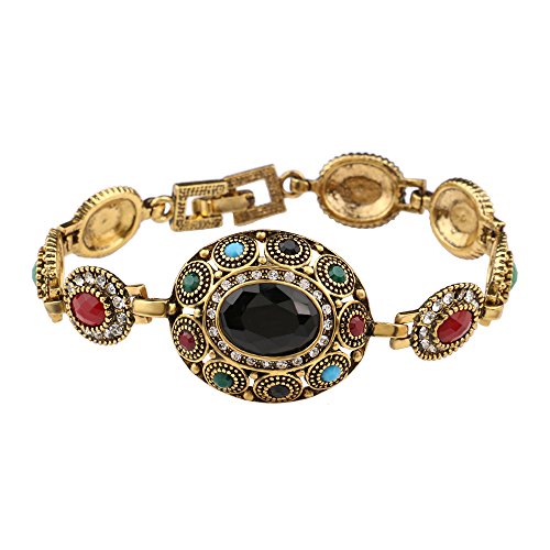 Vintage Turkish Jewelry Bangle Bohemian Antique Gold Color Link Bracelet for Women Lady Gift
