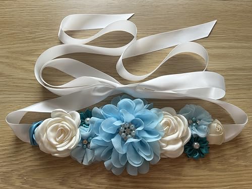 Baby Shower Sash for Mom Flower Maternity Sash Pregnancy Belt for Gender Reveal2