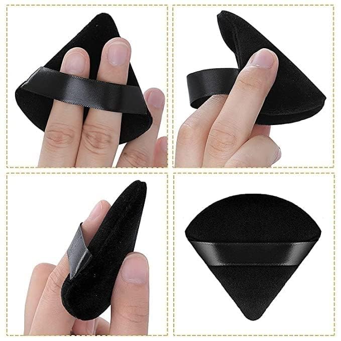 Image of SUNISA Round Foundation Makeup Brush, 2 Pieces Makeup Sponge Blender, 2 Triangle Powder Puffs, Face Cosmetic Puff, Washable Reusable Soft Plush Makeup Sponge