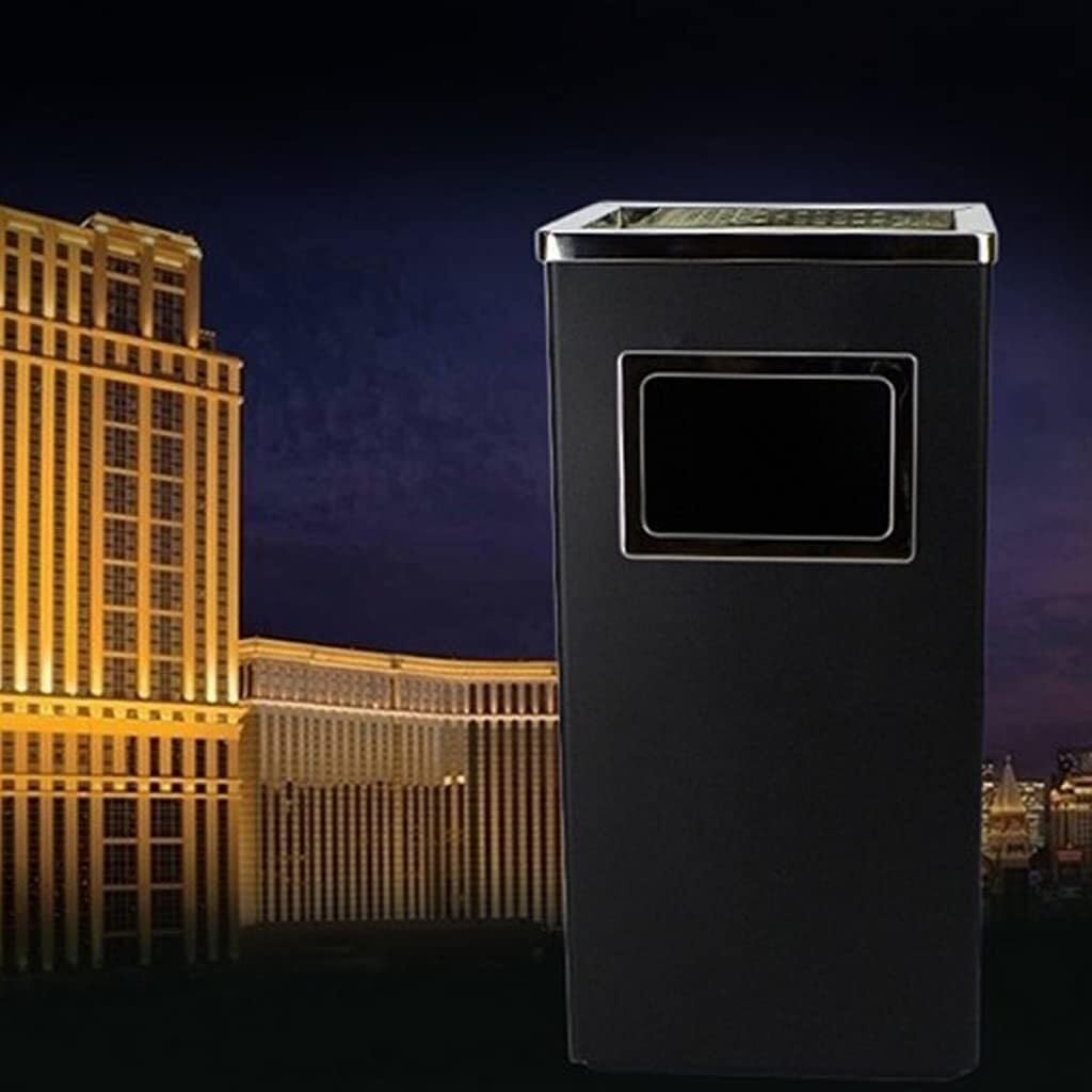 Stainless Steel Square Trash Can with Ashtray, Vertical Ashtray Trash Bin for Hotel & Lobby