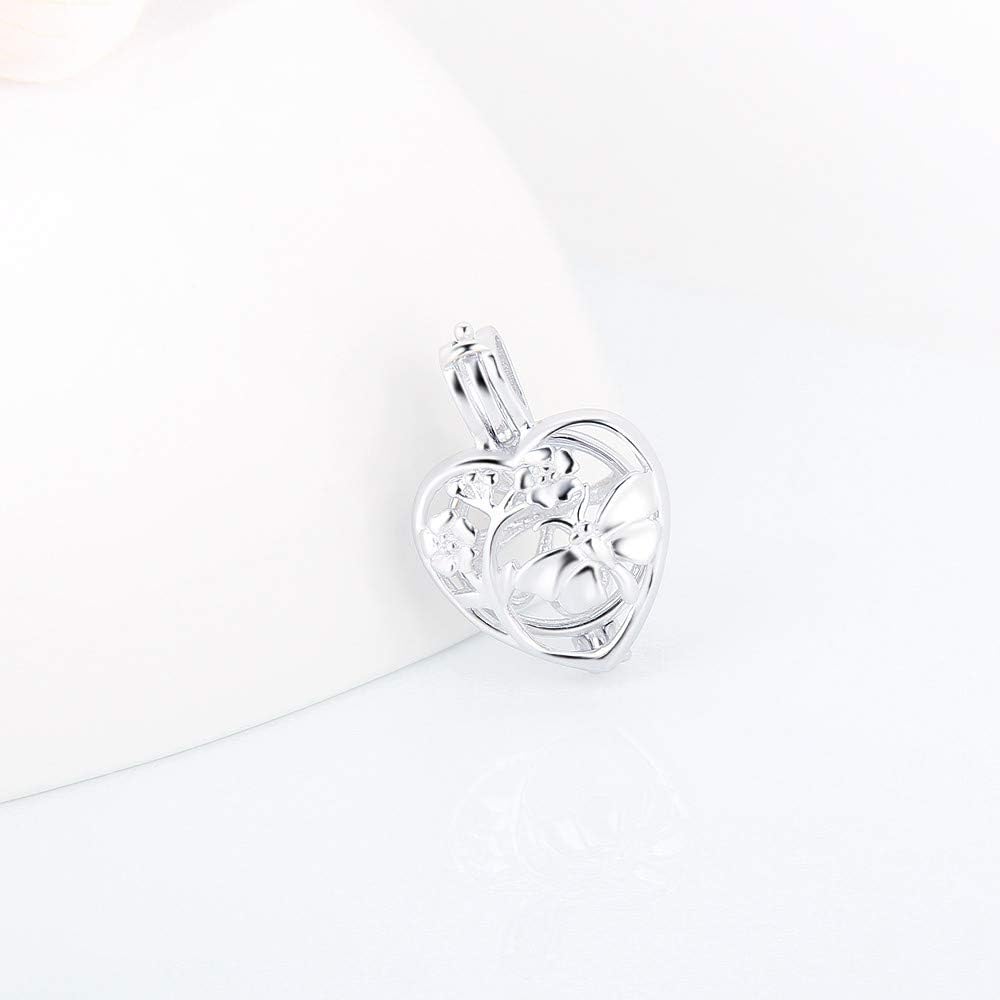 925 Sterling Silver Heart Flower Cage Pendants Crafting Charm for DIY Necklace Bracelet Jewelry Making