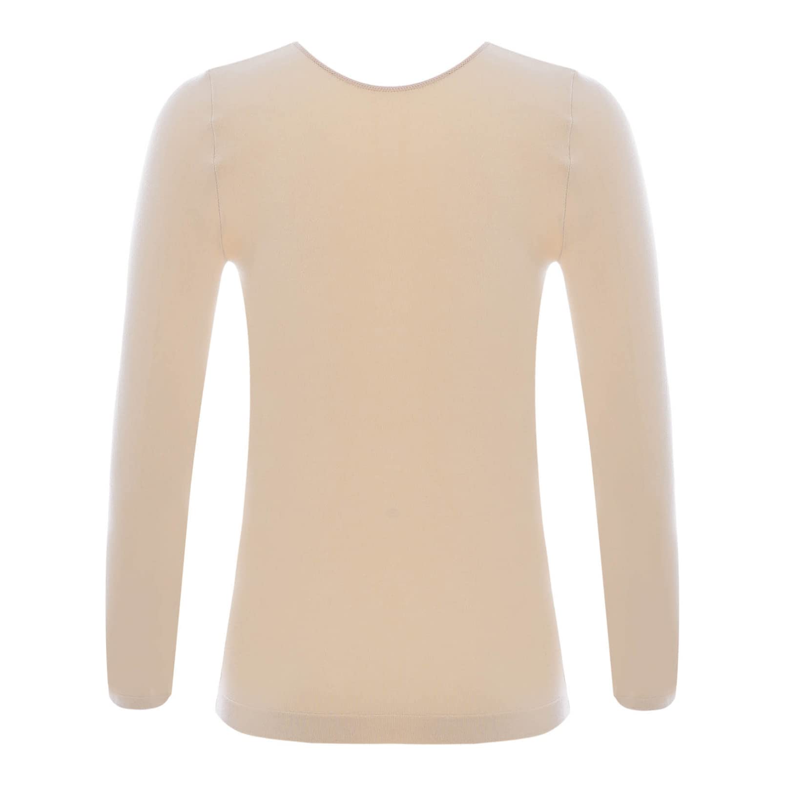 dPois Mädchen Thermo Unterwäsche Langarm Shirt Oberteil Tops Rundhals Thermohemd in Hautfarbe Schwarz Weiß Kinder Tanzkleidung