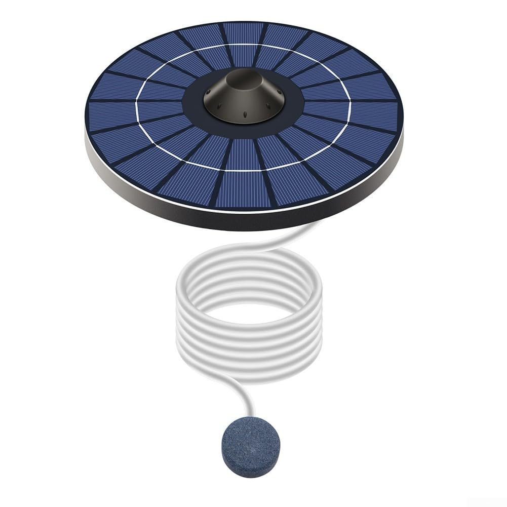 Aérateur De Bassin Solaire Alanmoship - Pompe à Oxygène Avec Tuyau Et Pierre à Bulles - Pour étangs, Fontaines, Aquariums Extérieurs