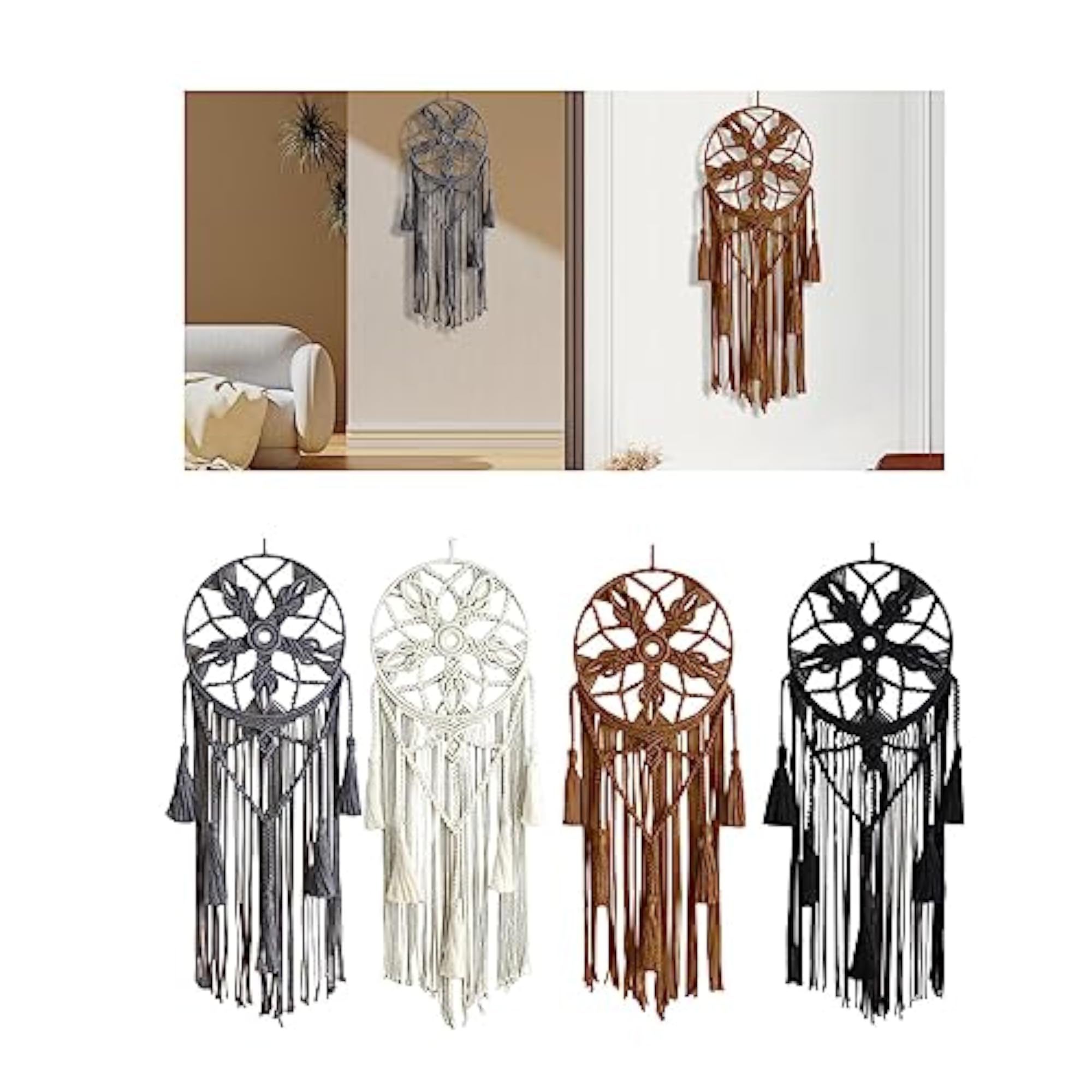 Gray Macrame Hoop Dream Catcher for Party Decor