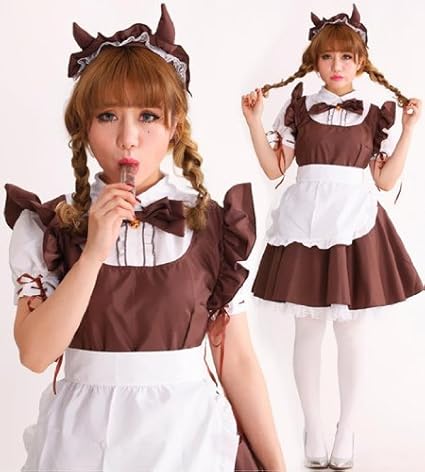 Amazon メイド服 コスプレ衣装 茶色 フリーサイズ コスプレ 仮装 通販