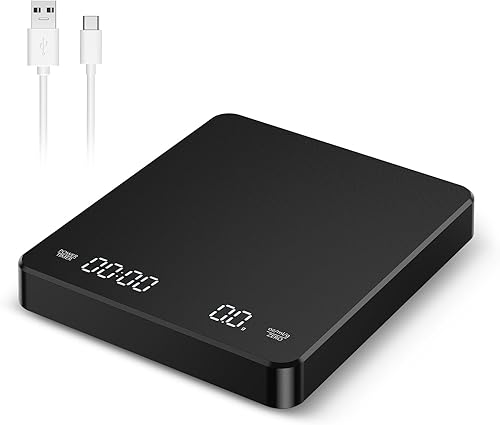 AMIR Báscula digital de cocina con temporizador, escala de goteo de espresso de alta precisión de 6.6 lbs0.00 oz, báscula de café portátil