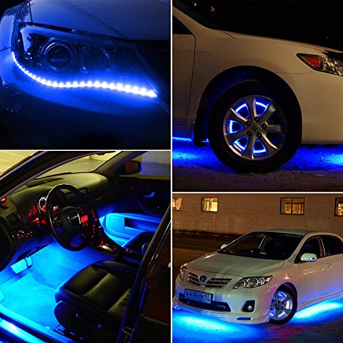 Linkstyle 10 Pack 12V Blue Waterproof Car Interior Exterior Led Strip Light 30Cm 15Leds Flexible Car Underglow Lights For Car Motorcycles Golf Cart Bicycle Decoration Golf Cart Led Lights Underbody #TOP5