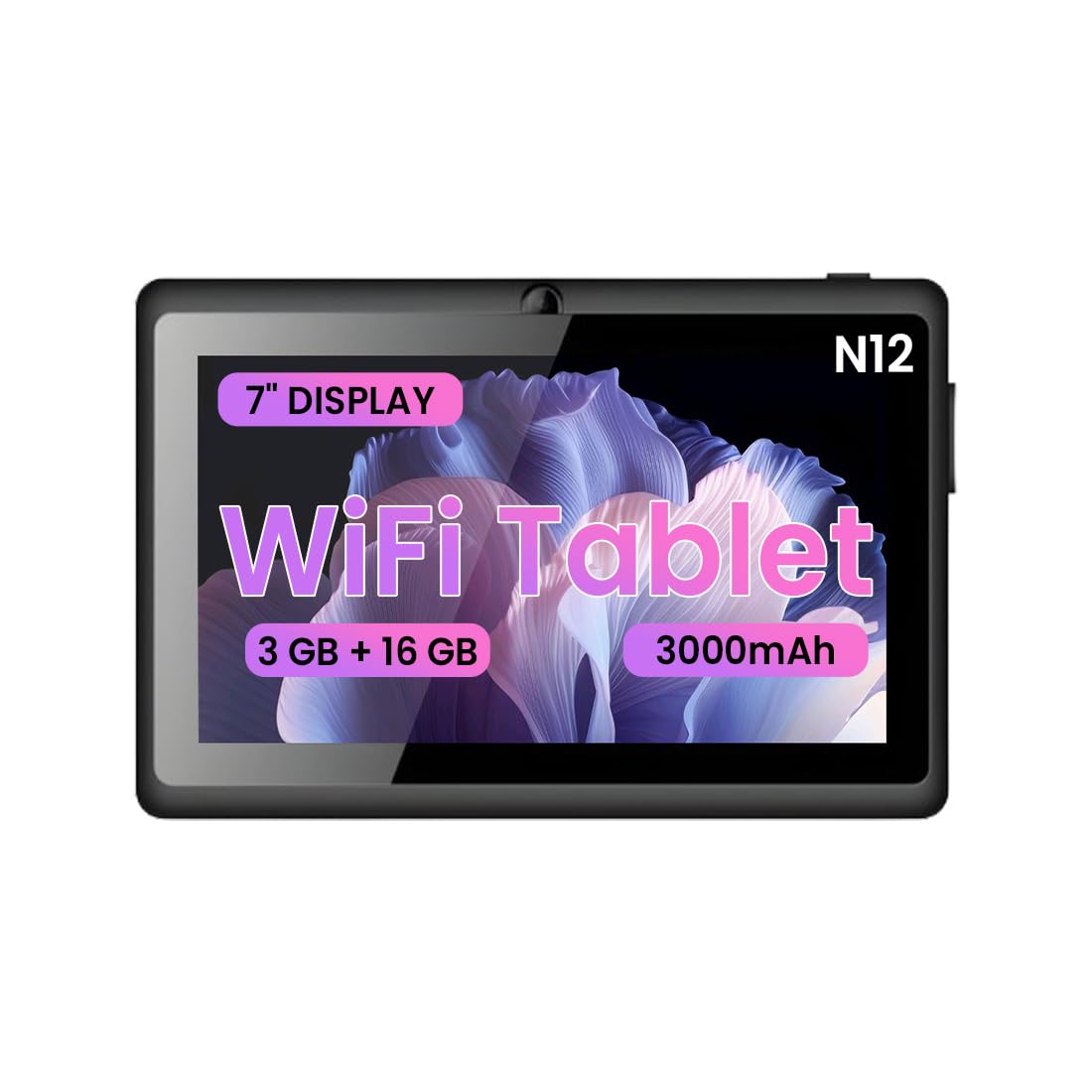 IKALL N12 7-Inch Android Tablet | 3GB RAM, 16GB ROM | 2MP Rear Camera | 3000mAh Battery | WiFi Tablet – Black