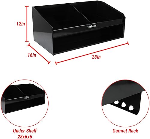 Miniatura 5 de Pit Posse 448BK - Estante de aluminio de doble montaje para casco de gabinete, estante de aluminio cerrado para carreras, tienda y garaje,