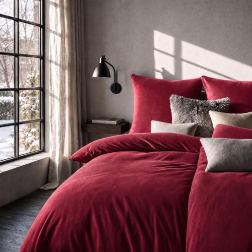 Soifox Winter Flanell Bettwäsche 135x200 4-teilig Rot 100% Polyester – Ansicht 2