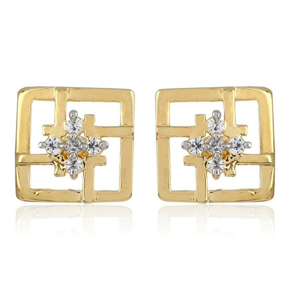 Estele 24 Kt Gold Plated American Diamond Geometric Stud Earrings For Women (B08CQ86DYB) Amazon Price History, Amazon Price Tracker