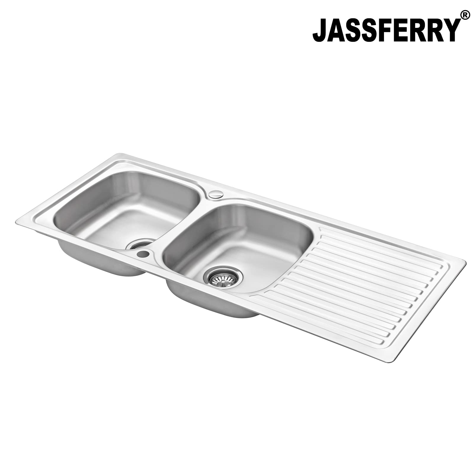 JASSFERRY Fregadero de Cocina Sobre Encimera dos Senos, Fregadero de Acero Inoxidable 304, Escurridor Reversible, 120 x 50 cm