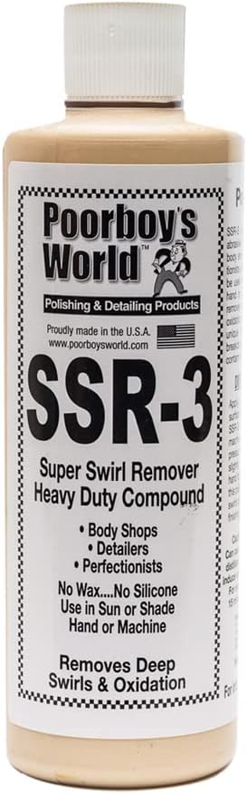 Poorboy’s World SSR3 Heavy Duty Abrasive Polish Removes Severe Swirl Marks, Scratches, Oxidation and Heavy Overspray