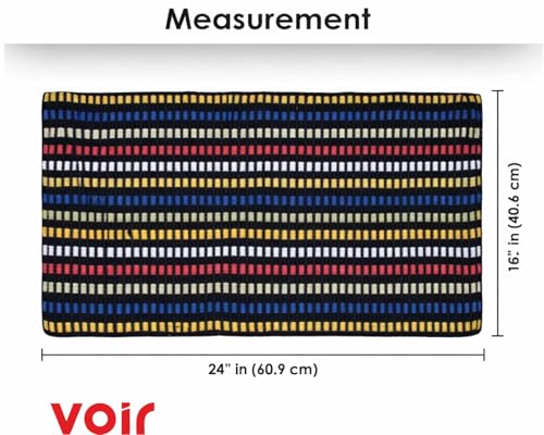 Image of Voir Door Mat Set of 2, Anti-Skid Cotton Blend Kitchen Rugs, 60 x 40 cm, Multi Color Mix N Match Design, Super Absorbent Quick Dry Bath Mat, Soft Cotton Door Mat for Bathroom, Shower & Wash Area