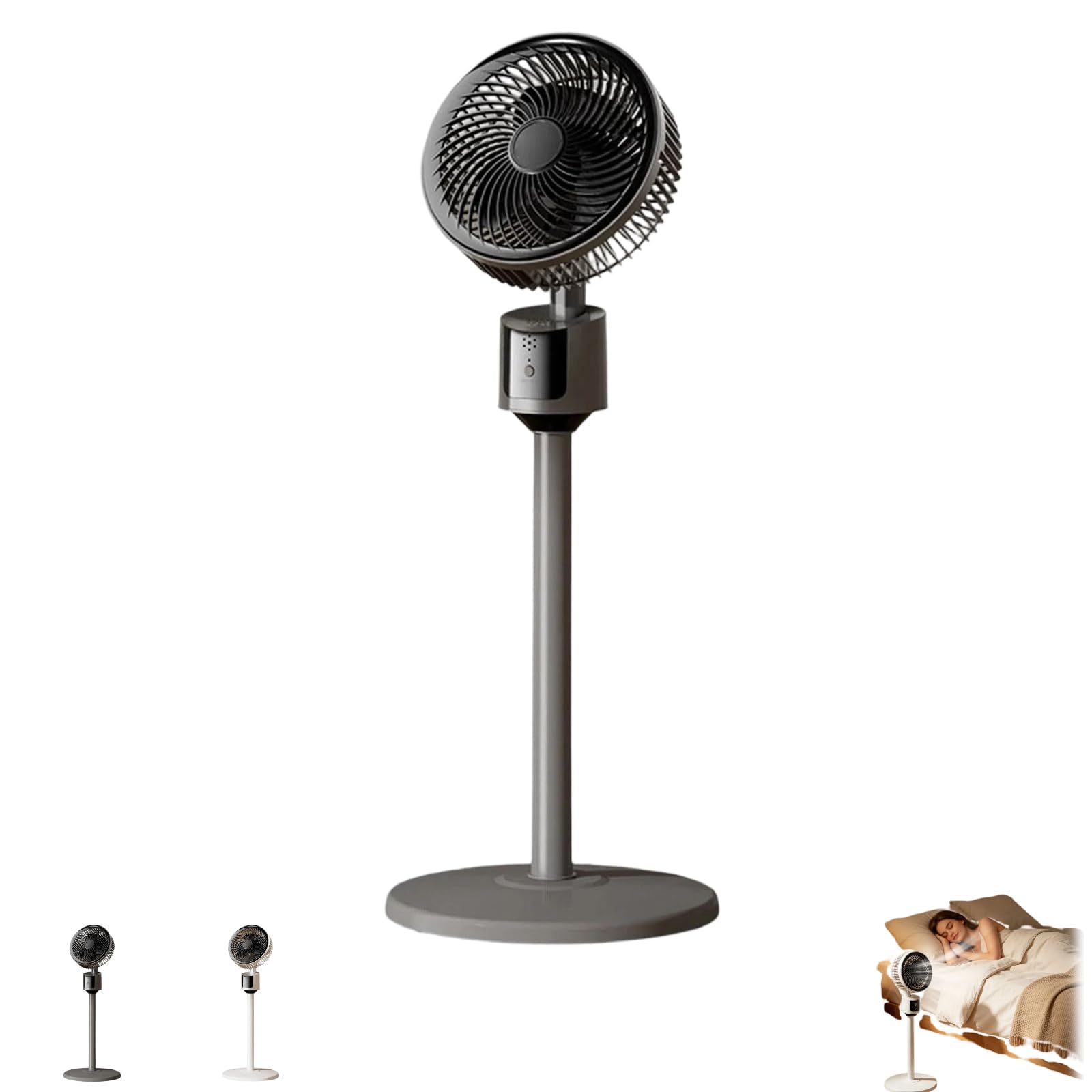 Bedroom Standing Pedestal Fan, Ultra Quiet Energy Saving DC Motor Floor Fan with Remote Control, 90 Degree Wide Oscillation, 3 Adjustable Wind Speeds, Height Vertical Portable Cooling for Indoor