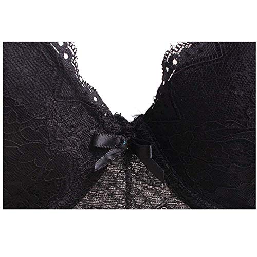 MIERSIDE Women's Black/Beige Plus Size Lace Seduction Underwire Molded Demi Bra4