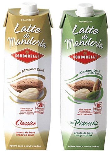 Condorelli: Almond Milk (Classic and Pistachio Flavours), Gluten Free Beverage 0.75 Liter - 25.36fl.oz Each [ Italian Import ]