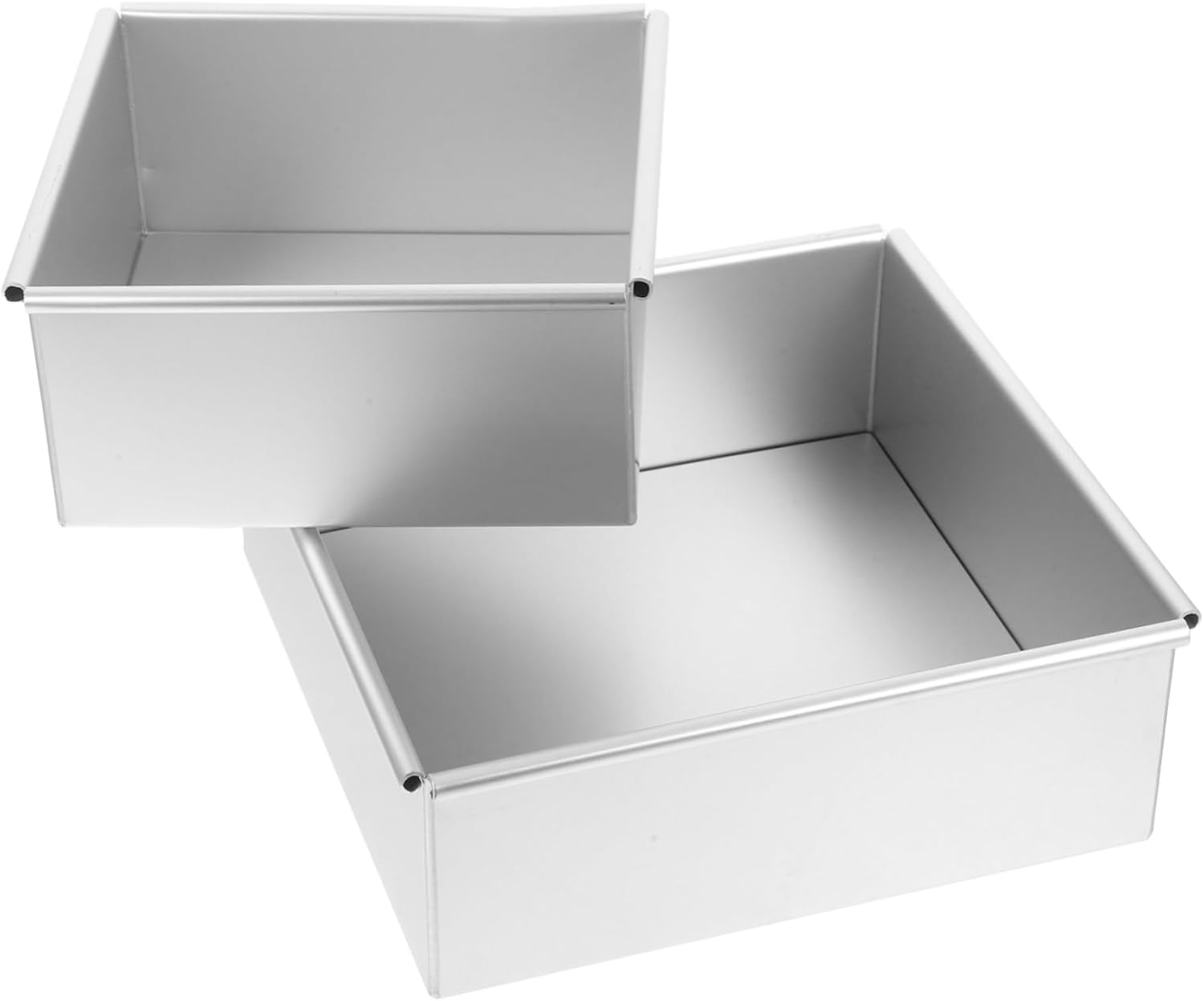 VOSAREA 2 Pcs Non-Stick Square Chiffon Cake Pan Removable Bottom Anodized Aluminum Baking Mold for Cheesecakes Mousse Desserts for Home Baking
