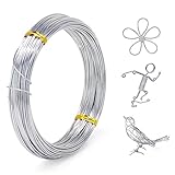 MOTONG Basteldraht 1mmx30m Lang(98 Füße) Aluminiumdraht Silber, Flexibel Schmuckdraht, Draht für die Herstellung Modellierdraht DIY Halsketten, Kranzherstellung, Schmetterling Draht Basteln