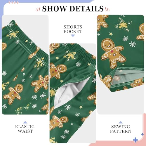 Boys' Pants Gingerbread Man Xmas Stars Green Long Bottoms Jogger Pants Elastic Waist Trousers with Pockets S-XL4