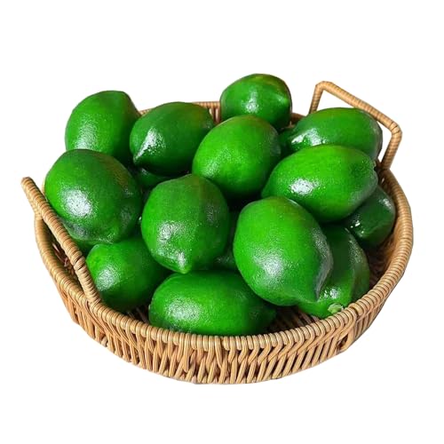 N-KONGJIAN 12 PCS Faux Yellow Lemons Artificial Fruits Fake Lemons for Home Kitchen Thanksgiving Christmas Decoration (Green)