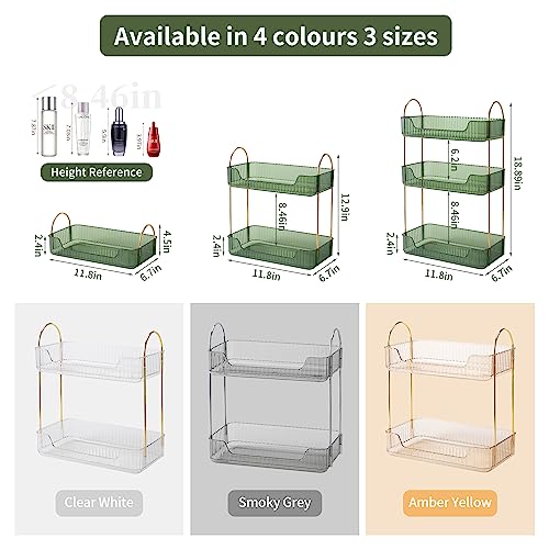 Image of Akinbas 2 Tier Bathroom Organizer Countertop Makeup Perfume Tray Skincare Organizer for Bathroom Dresser Vanity (Green)