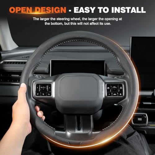 Image of Cartist Upgrade Steering Wheel Cover Universal for Car, PC Strength and PVC Leather for Steering Wheel Protector, Breathable Non-Slip Enhance Driving Experience, Open-Type Easy to Install - Black