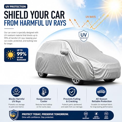 Image of Durable Full Body Waterproof Brezza Car Cover | Premium Polyester Silver Cover | Custom Fit Vehicle Protection | UV Resistant, Dustproof, Scratch Resistant, Heat & Wind Protection