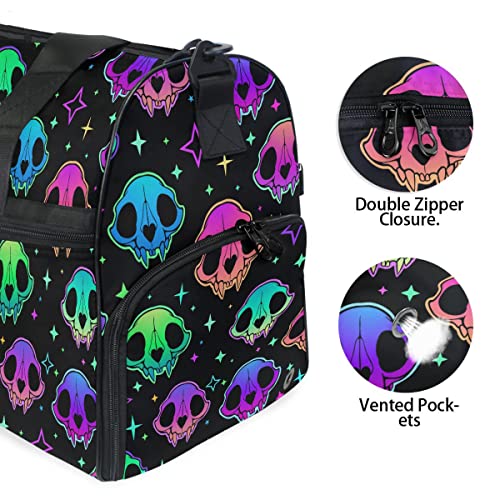 Travel Duffel Bags Rainbow Style Skull Sports Duffel Bag Gym Bag Travel Luggage Overnight Bags for Men Women Duffel Bags with Adjustable Strap for Traveling3