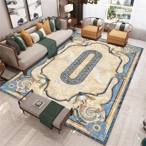Tapis de salon unicolore bleu 50x80cm moquette douce