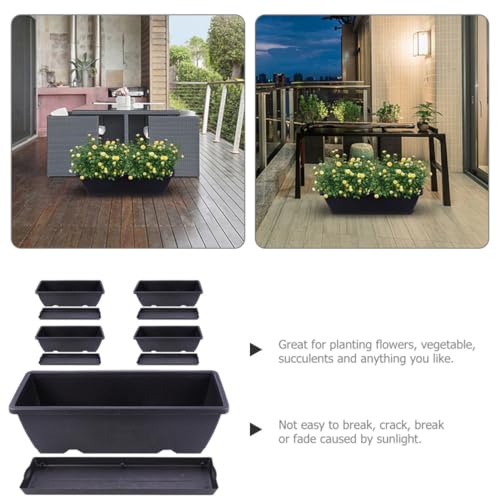 Pots rectangulaires incassables et anti-rayures avec plateaux - 4