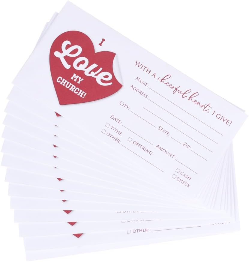 Church Offering Envelopes - Cash Envelopes For Tithes And Offering (I LOVE MY CHURCH, 100, Pack)