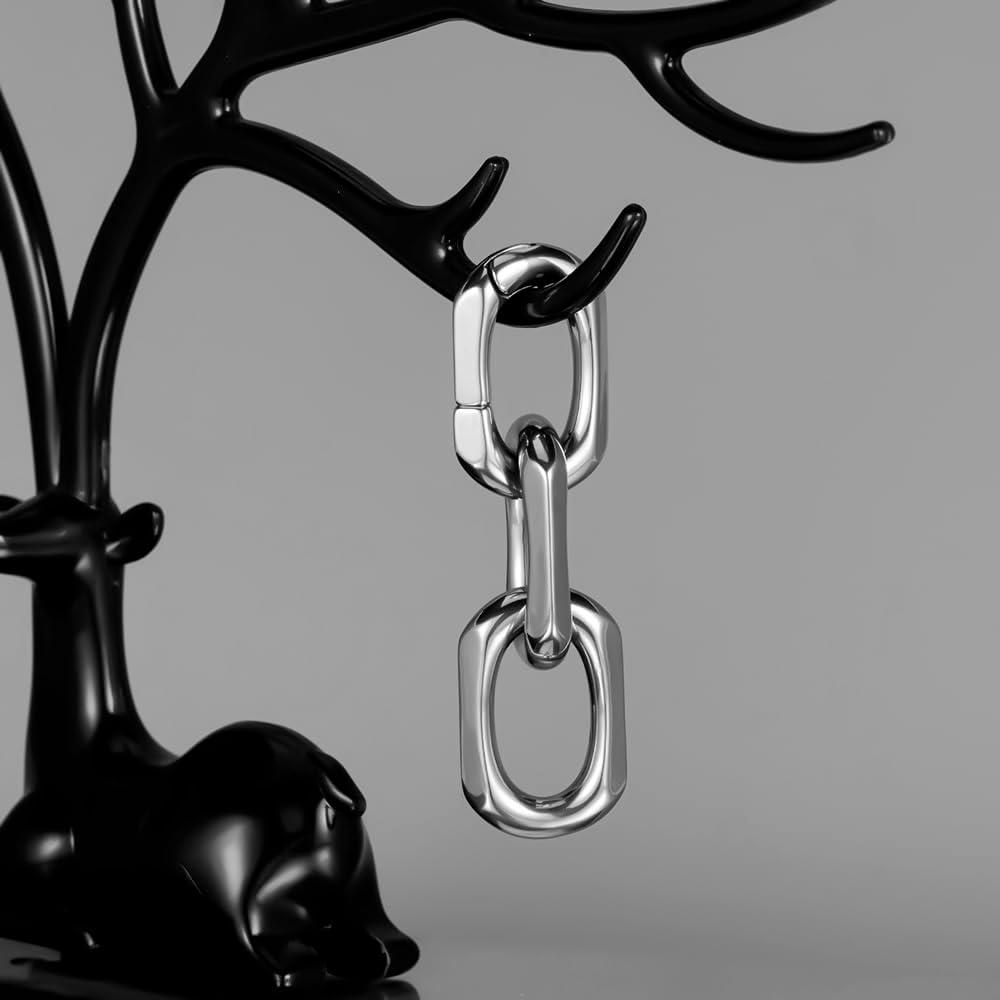 2 Pcs Stainless Steel Ear Weights Chain Style Ear Stretchers for Gauged Ears Expanders for Stretched Lobes Body Piercing Jewelry for Men & Women
