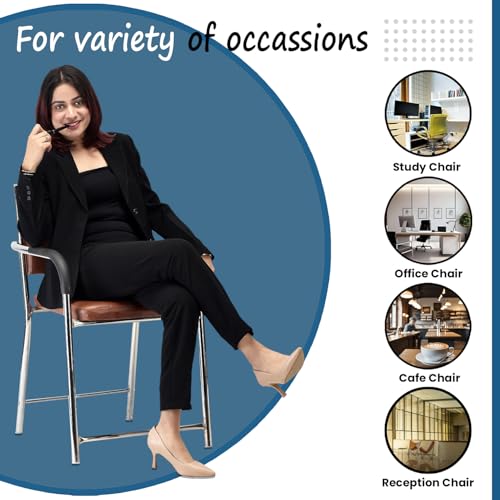 RATISON Office Chair Visitor Chair with arm Rest with Steel Frame and Cushioned seat Back, Chair Without Wheels Holds up to 110 kg Heavy Design (6,... - Image 4