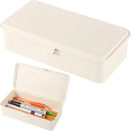 Miniatura 9 de Caja de almacenamiento de acero con tapa con bisagras, contenedor de metal para sellos de álbumes de recortes, caja de herramientas rectangular