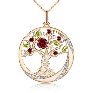 JD & P Mothers Day Gifts for Mom, Tree of Life 925 Sterling Silver Birthstone Necklace for Women, Silver/Gold/Rose Gold Cubic Zirconia Pendant Necklace Jewelry Gifts for Mother Grandma