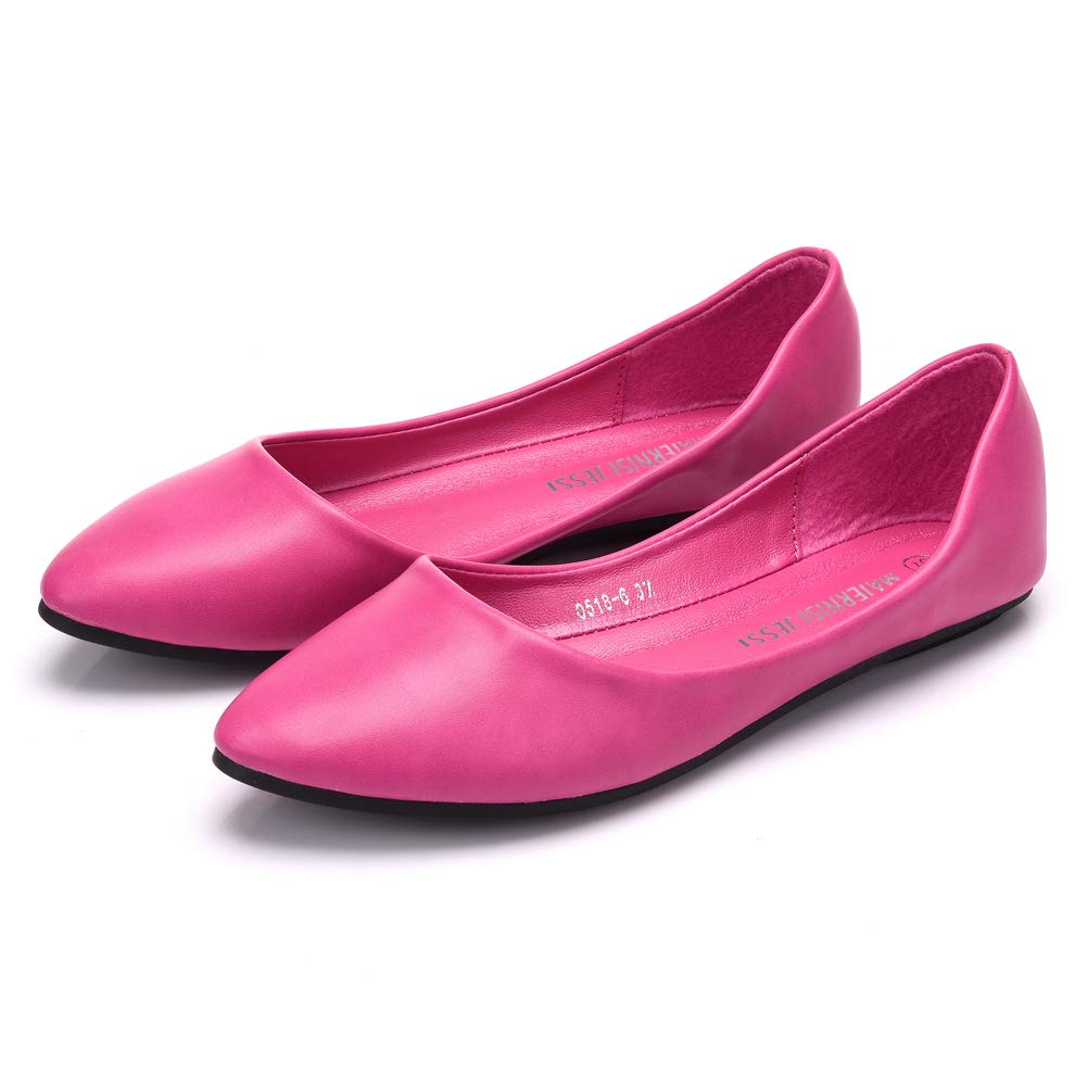 MAIERNISIÂ JESSI Women's Pointed Toe Ballet Flat Cute Casual Comfort Shoes Rose 37 - US 6.5