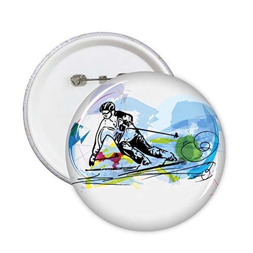 Pins ski acrobatique aquarelle pour personnaliser vos vestes de montagne sur les pistes