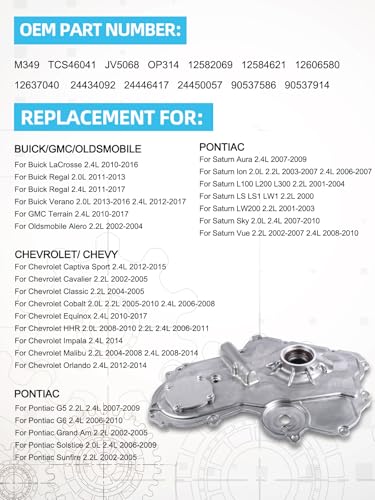 Image of TAUTOY Oil Pump M349 Timing Cover Gasket TCS46041 2.0L 2.2L 2.4L 2000-2017 For Chevy Cobalt Equinox HHR Malibu Orlando,For Buick LaCrosse Regal Verano,For Pontiac Solstice,For Saturn Ion Sky Vue