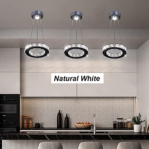 Modern Crystal Chandeliers Led Pendant Lighting Round Ring Chrome Flush Mount Ceiling Light Fixture Mini Chandeliers For Dining Room Kitchen Island Hallway #TOP3
