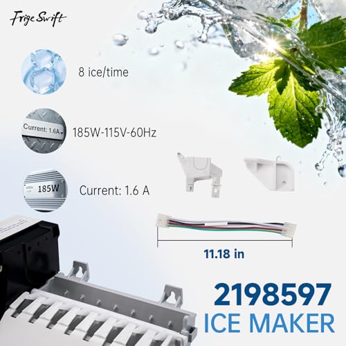2198597 RIM597 Ice Maker Replacement Kit Replaces W10122502 626663 1016069 | 2198597 RIM597 fridge ice maker food grade sensor design fits Whirlpool Maytag KitchenAid leak ice fault repair